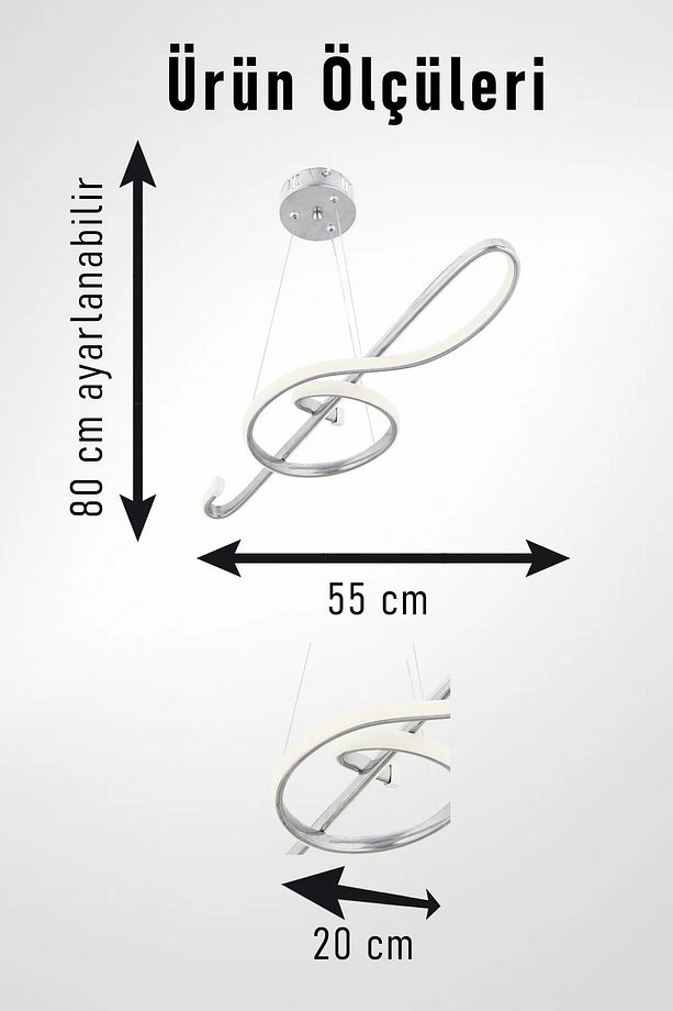 Melodiya Model Modern Luxury Led Salon Mutfak Çocuk Oturma Odası Avize KROM Sarkıt Avize - 3