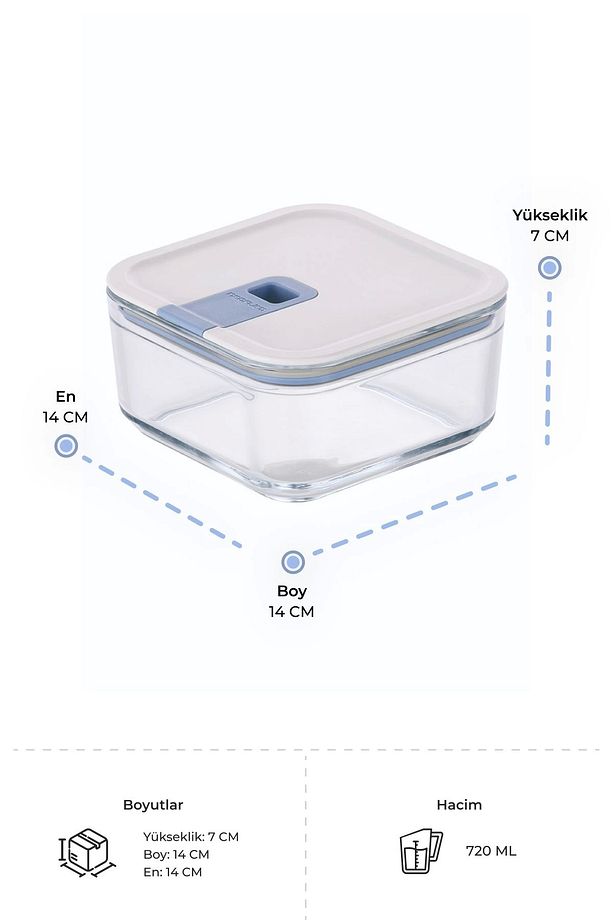Perfect Seal Kare Cam Saklama Kabı 720ml - 5