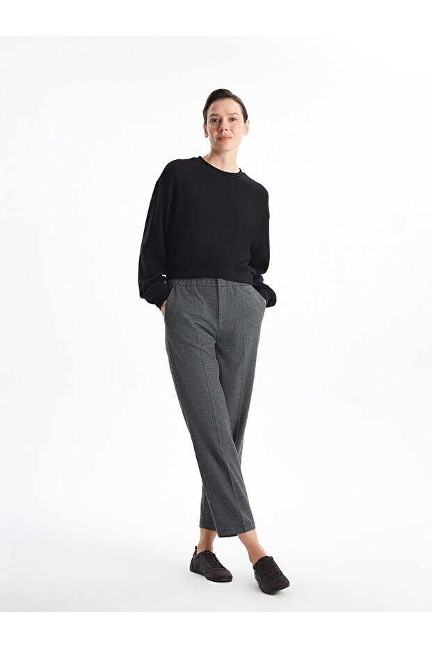 Lcwaikiki Classic Elastic Waist Patterned Women's Trousers