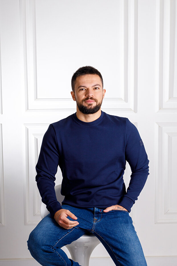 İnterview 0 Yaka Lacivert Sweatshirt - 5