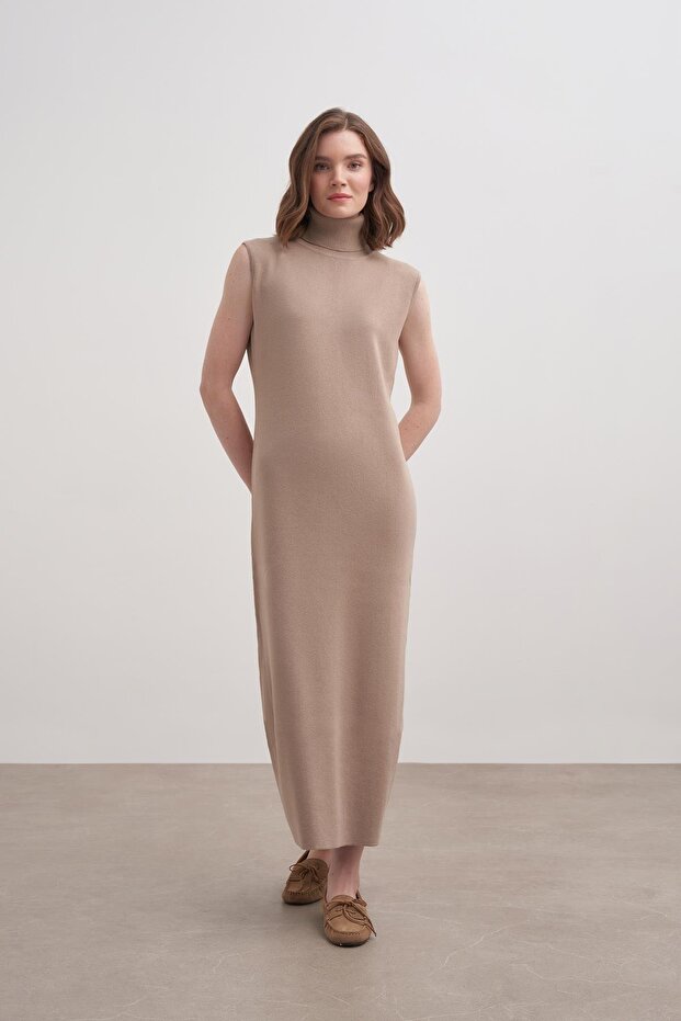Kolsuz Elbise Bej - 2