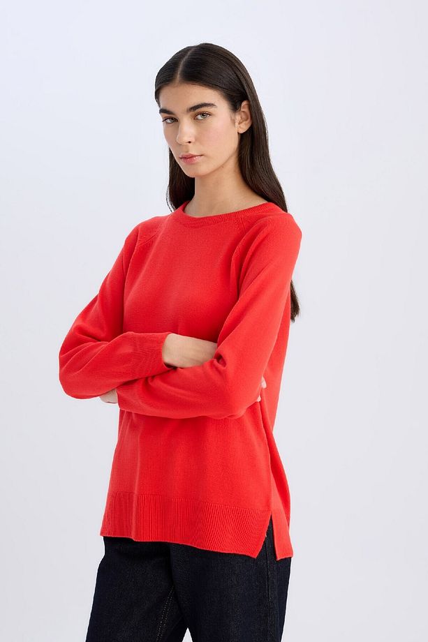 Regular Fit Yumuşak Dokulu Bisiklet Yaka Basic Düz Triko Kazak I6913AZ24WN - 1
