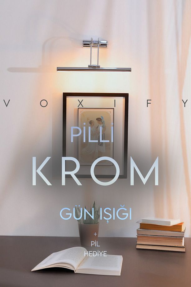 Pilli Krom Gün Işığı Duvar Apliği Banyo Aydınlatma Ayna Üstü Led Tablo Aplik A+ Loş Işık 3000K - 1