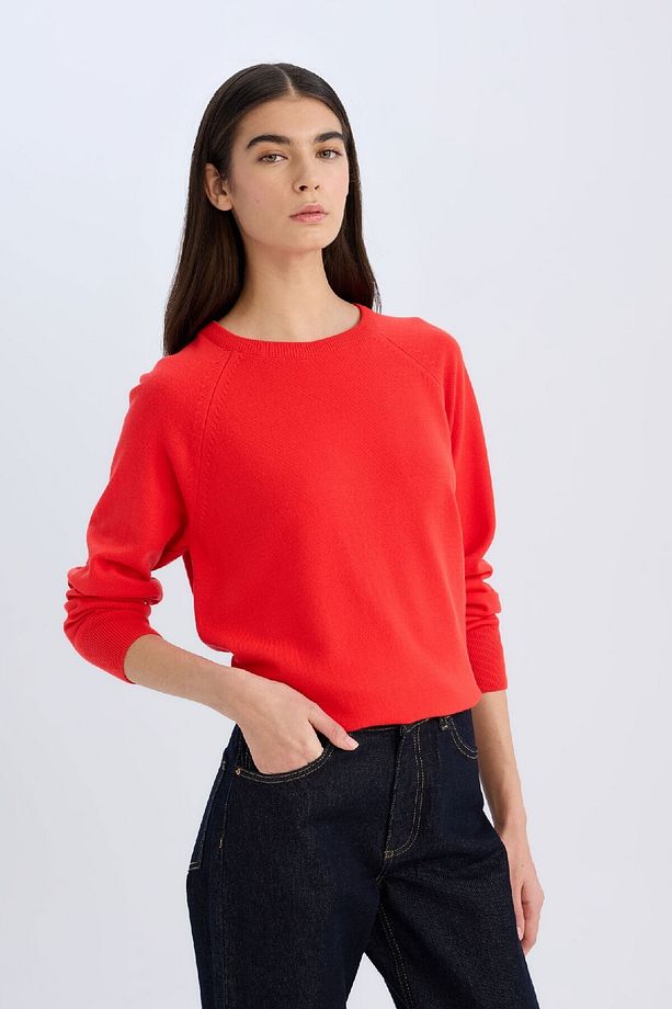Regular Fit Yumuşak Dokulu Bisiklet Yaka Basic Düz Triko Kazak I6913AZ24WN - 3