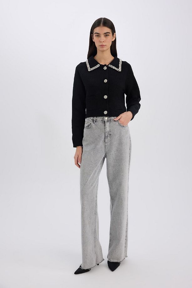 Regular Fit Gömlek Yaka Düğmeli Triko Hırka D6941AX24WN - 2