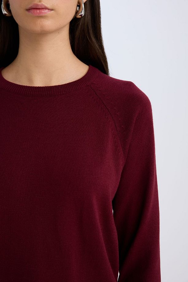 Regular Fit Yumuşak Dokulu Bisiklet Yaka Basic Düz Triko Kazak I6913AZ24WN - 5