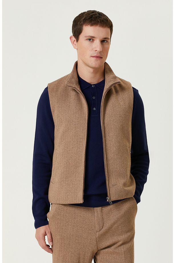 Camel Kaşmir Karışımlı Causal Yelek - 1