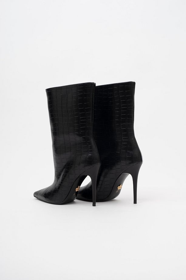 Aplopa Siyah Kroko 10 Cm Kadın Bot & Bootie, Topuklu Ayakkabı - 2