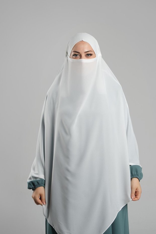 Cream Practical Ready-To-Wear Hijab Scarf Crepe Lace-Up Double Layer Souffle Hijab 2314_40