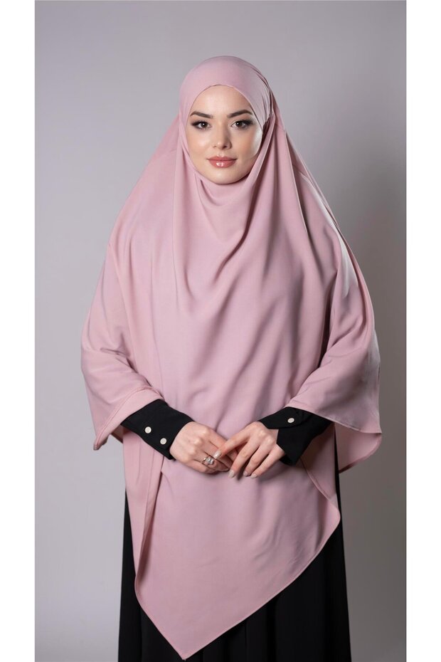 Powder Practical Ready-made Interlaced Hijab Scarf Medina Silk Lace-up Soufflé Hijab 2301_06