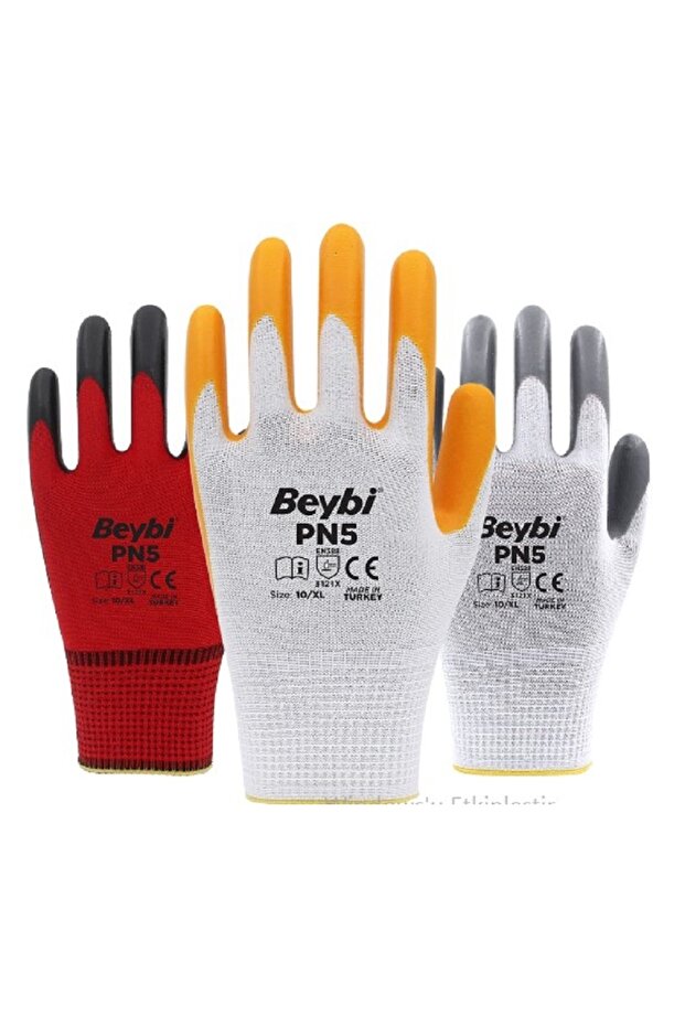 BEYBİ Pn5 Polyester Örme Nitril İş Eldiveni - 3