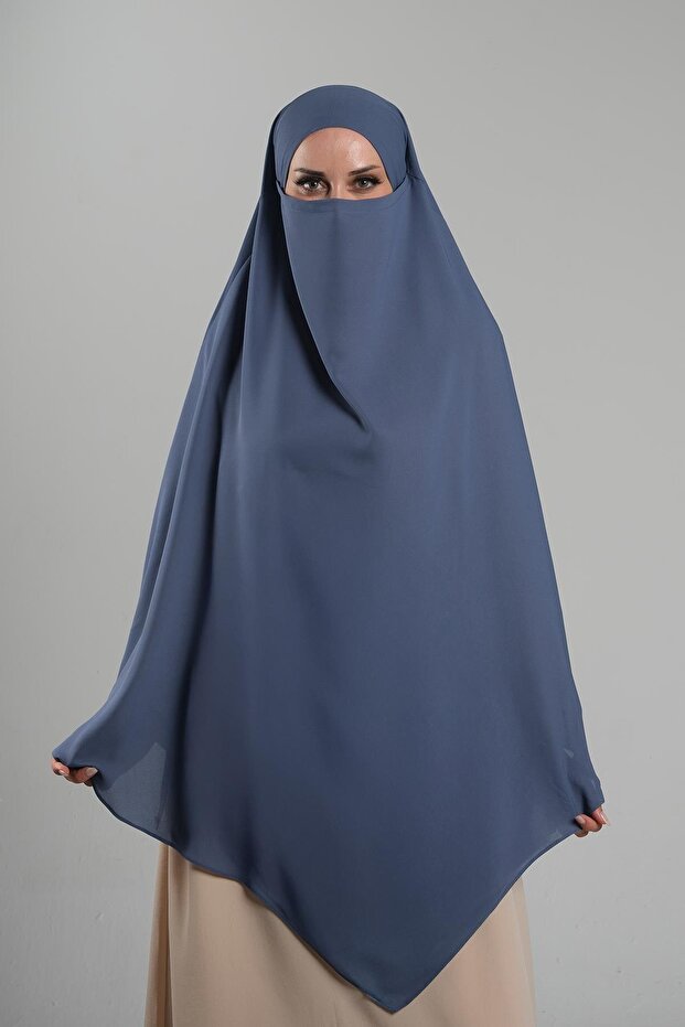 Indigo Practical Ready Snap Hijab Scarf Crepe Lace up Souffle Hijab 2313_34