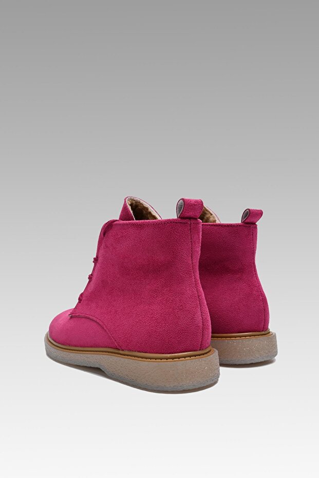 Dámské fuchsiové šněrovací 2cm semišové boty Hupu (BYNDHPB01) - 8