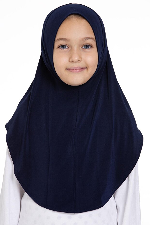 Navy Blue Practical Ready-made Young Hijab Bonnet Sandy Fabric Plain Hijab 2312_02