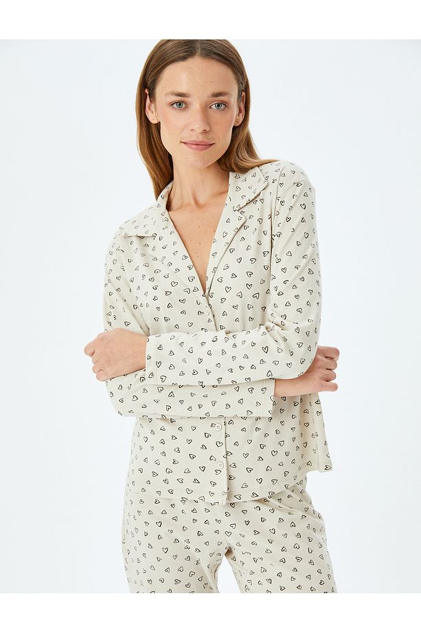 Kalpli Gömlek Yaka Pijama Takımı - 2