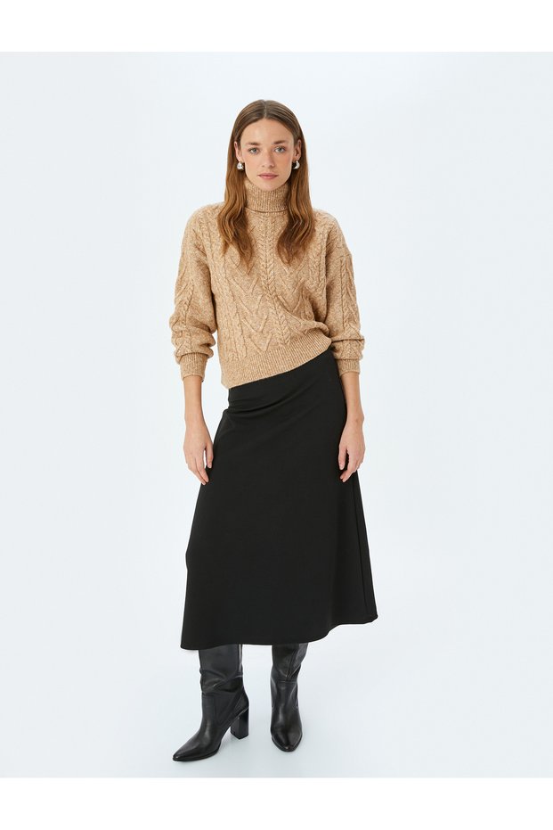 Crepe Scuba Fabric A-Line Midi Skirt