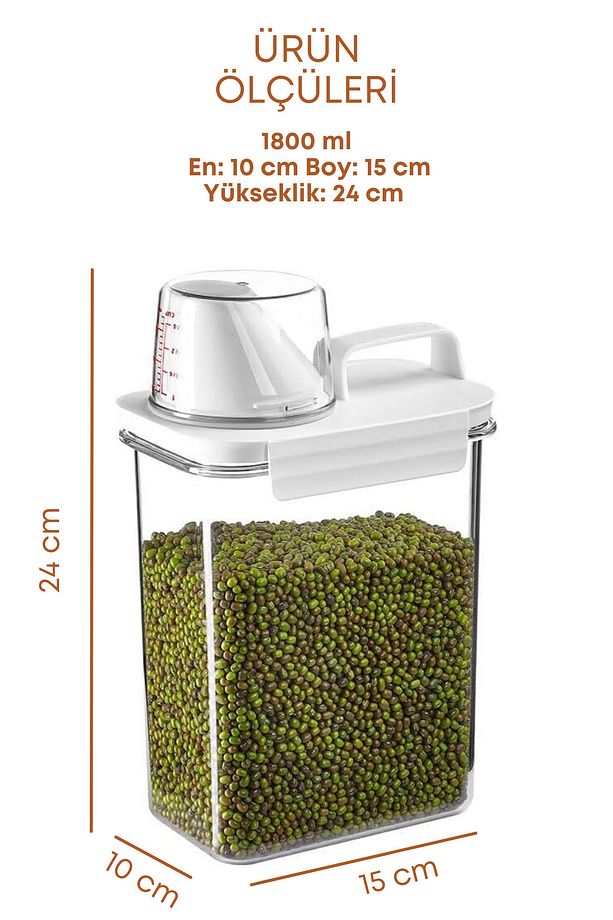 3 Adet Sızdırmaz Depolama Sıvı Toz Deterjan Erzak Saklama Kutusu- Ölçekli Deterjan Kutusu 1800 ml - 9