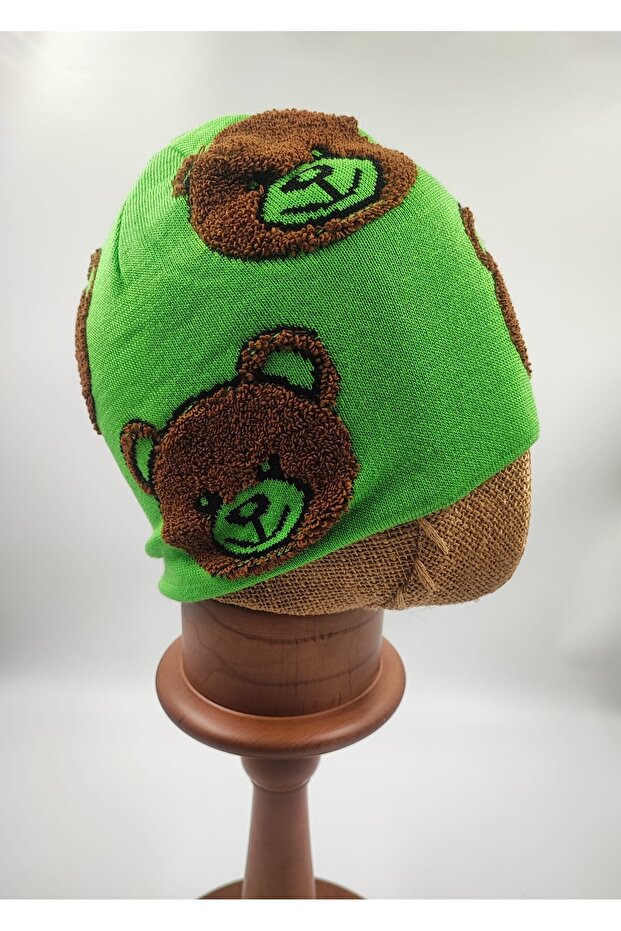 Bear Patterned Long Beanie - 1