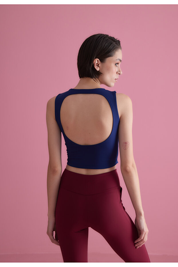 Women's Navy Blue Blouse with Back Detail