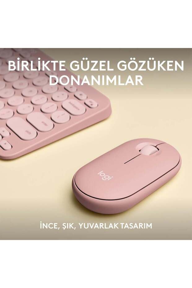 PEBBLE 2 MULTI-DEVICE BLUETOOTH KLAVYE MOUSE SET-PUDRA PEMBE - 2