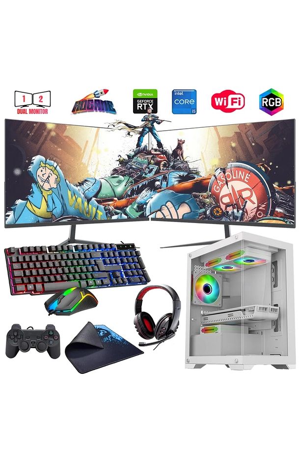 I5 14400f 32gb Ddr4 1tb M2 8gb Rtx3050 Çift 24" Monitörlü Oyun Bilgisayarı (GAMİNG SET) - 1