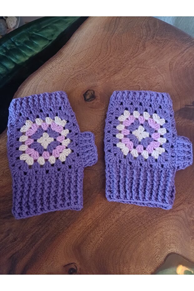 Örgü Eldiven, Parmaksız, Motifli - 2