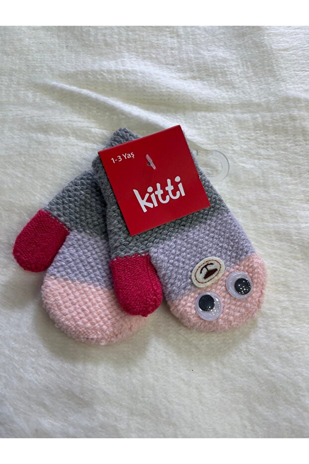 Kız bebek yün tek parmak eldiven - 1