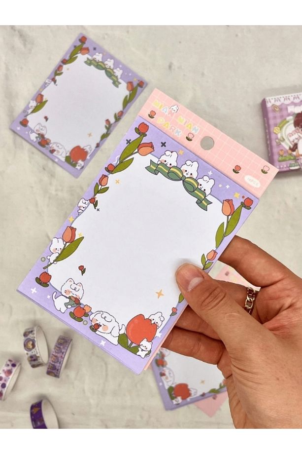 Lila Rengi Yapışkanlı Süsleme Kağıdı /Etiket / Süsleme sayfası /Post it/Yapışkanlı Not Kağıdı - 4