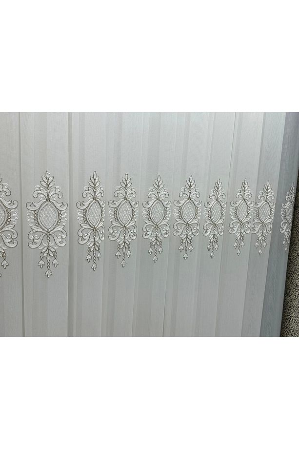 Nivemeshome Lantana Gold Detaylı 1/3 Sık Pileli Tül Perde Apm - 2