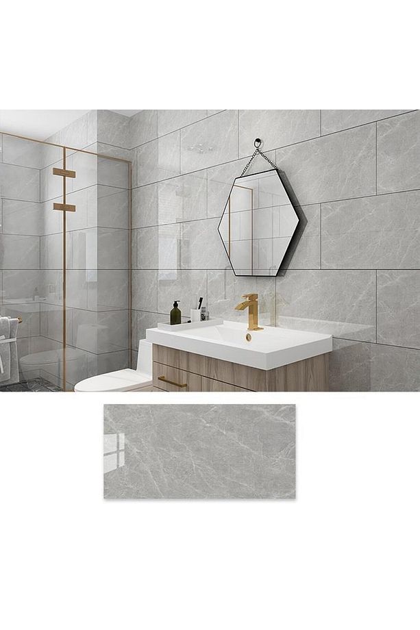 Bs1725 60x30cm Shiny Mermer Desenli Yapışkanlı Esnek Karavan Banyo Wc Duvar Kaplama Paneli - 1