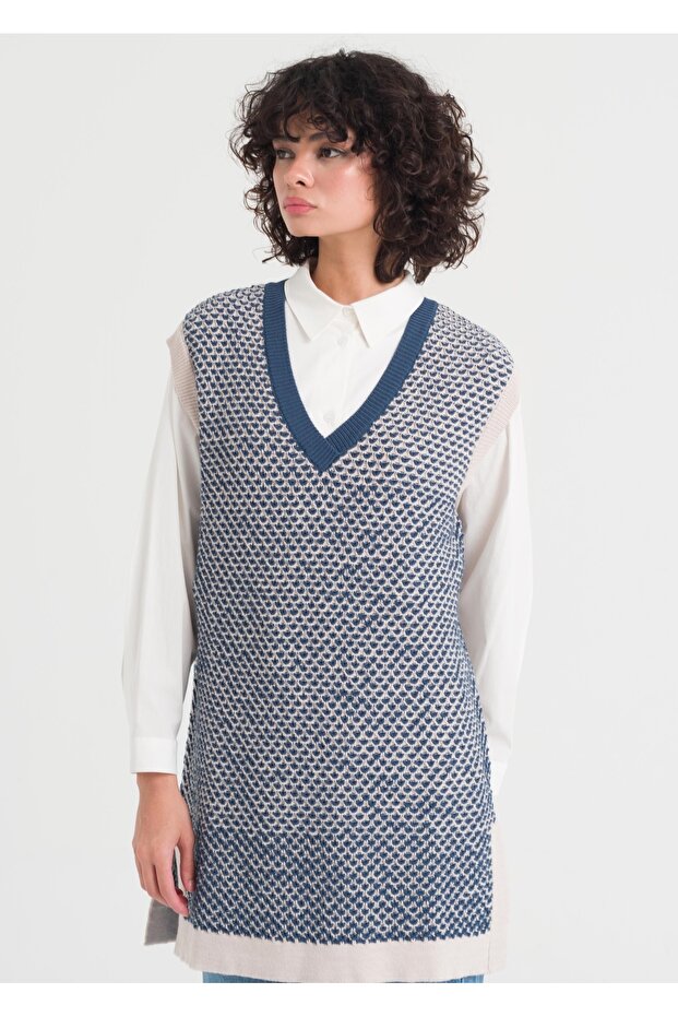 1010 V Yaka Triko Süeter - 5