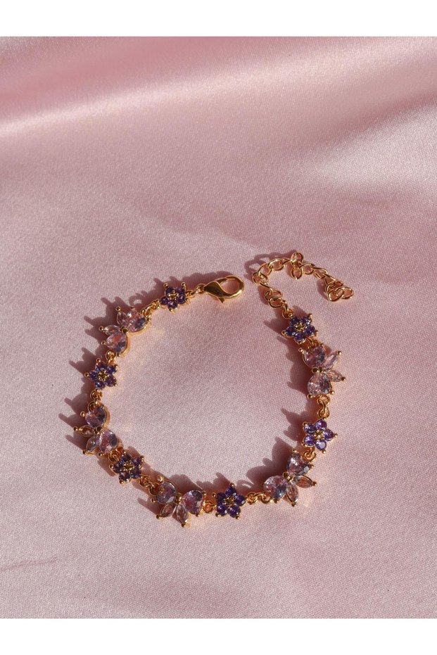 Floral Bow Bracelet-Zircon Stone Bow/Ribbon Flower Bracelet