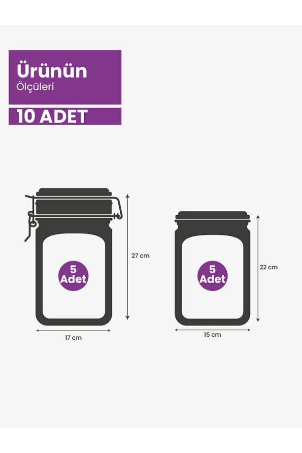 2 Boy Kavanoz Görünümlü Saklama Poşeti-5orta-700ml / 5 Büyük-1000 Ml - 4