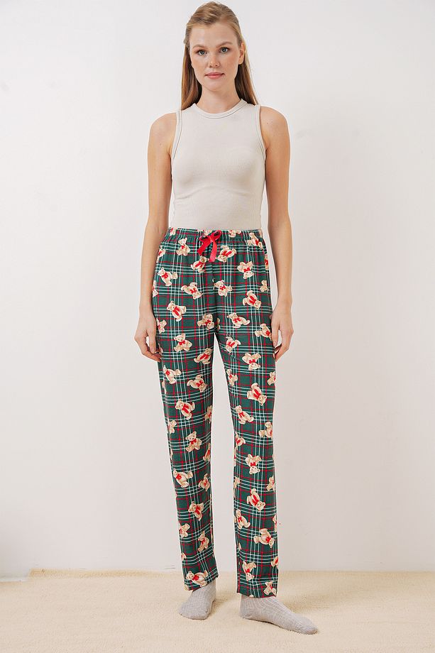 4323 Desenli Pijama Altı - Zümrüt Yeşili - 3