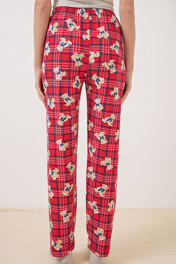 4323 Desenli Pijama Altı - Kırmızı - 5