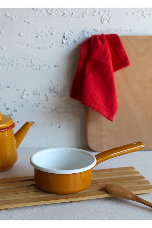 Enamel Sauce Pan Casserole Mini Pan Sauce Bowl Gold Yellow