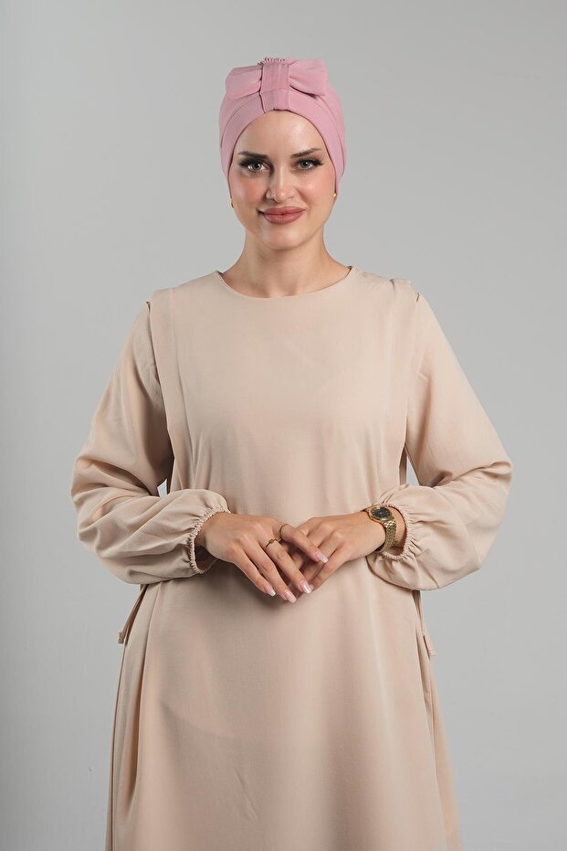 Powder Practical Ready-To-Wear Bowknot Bonnet Sandy Double-Sided Crossed 3007B_06