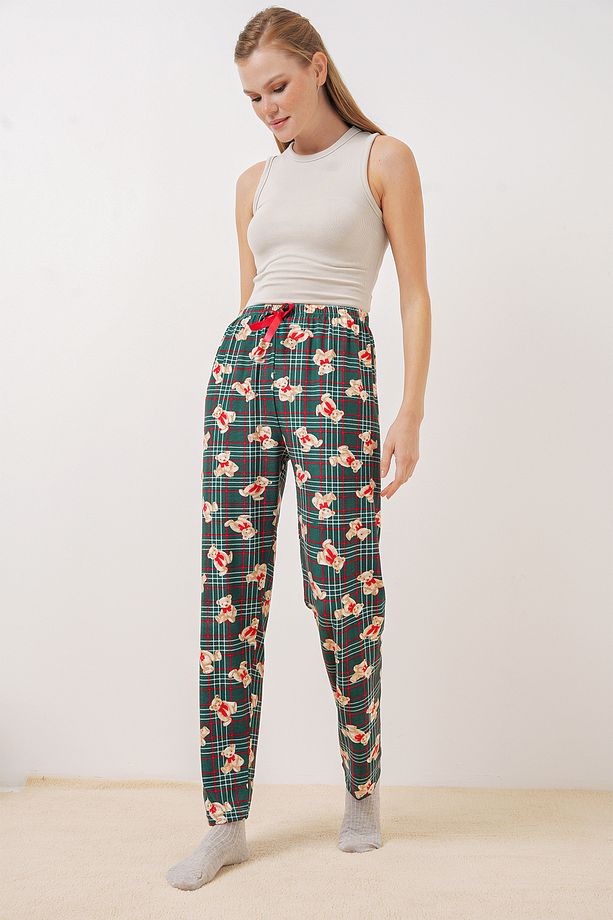 4323 Desenli Pijama Altı - Zümrüt Yeşili - 4