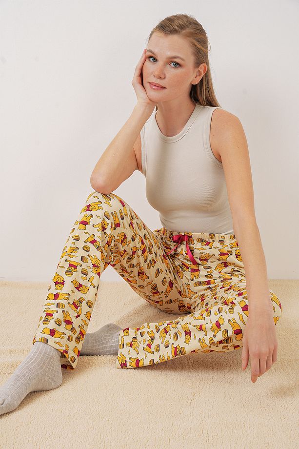 4323 Desenli Pijama Altı - M. Krem - 1