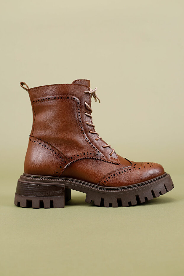 Taros Kadın Fermuarlı Taba Bot - 7