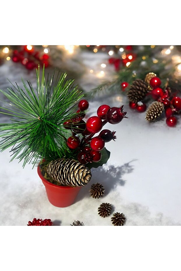 1 Piece 20 cm Coniferous Tree Cobalt Ilı Kokina Red Berry