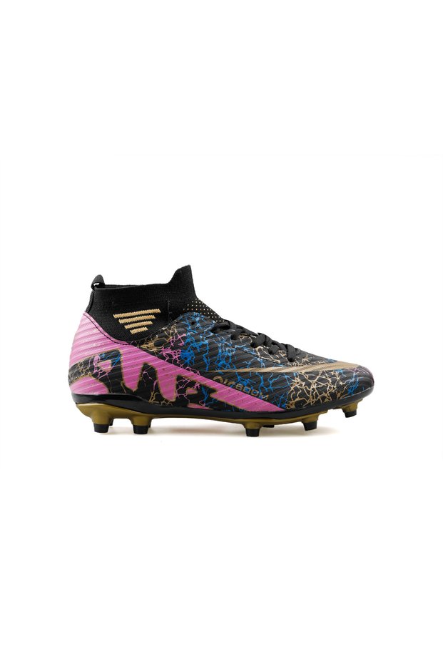 Laliga Krp Black Gold Patterned Children's Turf Football Shoes Krp-Black-Gold-Patterned Black