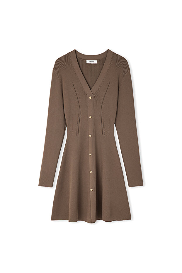 Düğmeli triko elbise - 3