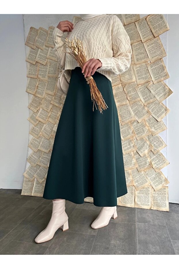 Women's Scuba Fabric Puff Flared Hijab Skirt