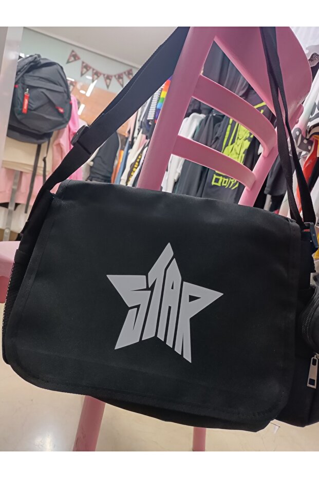 Star baskılı postacı çantası - 1