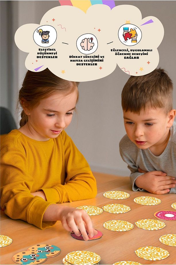 Minik Şefin Eşleştirme Kartları Donut Ve Kurabiye Beceri Zeka Geliştirme Oyunu Kartları Memory Game - 6