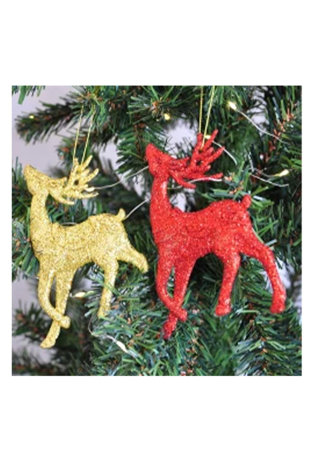 Christmas Tree Ornament Glitter Deer 2-Pack 13 cm