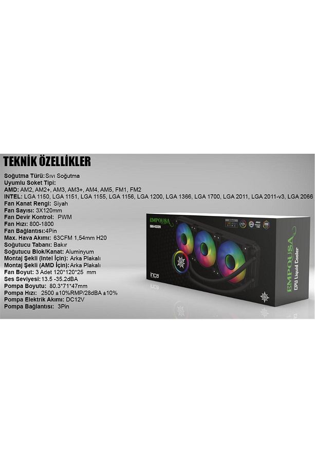 Iss-03xn 3x120 360 Argb Kumandalı Am5 1700p Cpu Sıvı Soğutma(INTEL LGA 1200-115X-2011) - 2