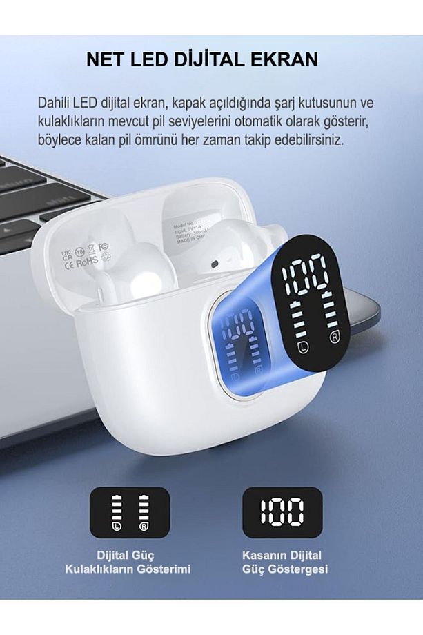 S-30 Bluetooth Kulaklık Ios-android Enc Ortam Sesi Azaltma 4 Mikrofonlu 5.3 Ipx6 su geçirmez - 4