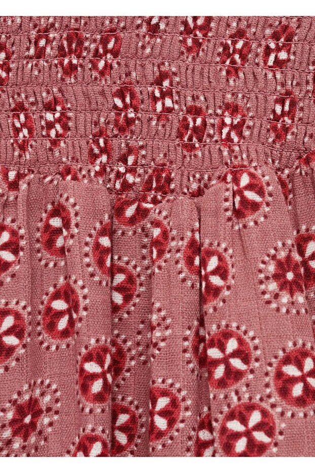 Çiçekli Pamuklu Elbise - 5